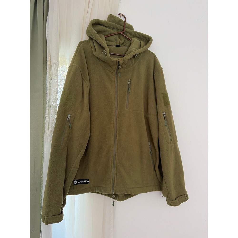 Baerskin Tactical Hoodie Mens 3XL Olive Green Polar Fleece Jacket Granola Hiking